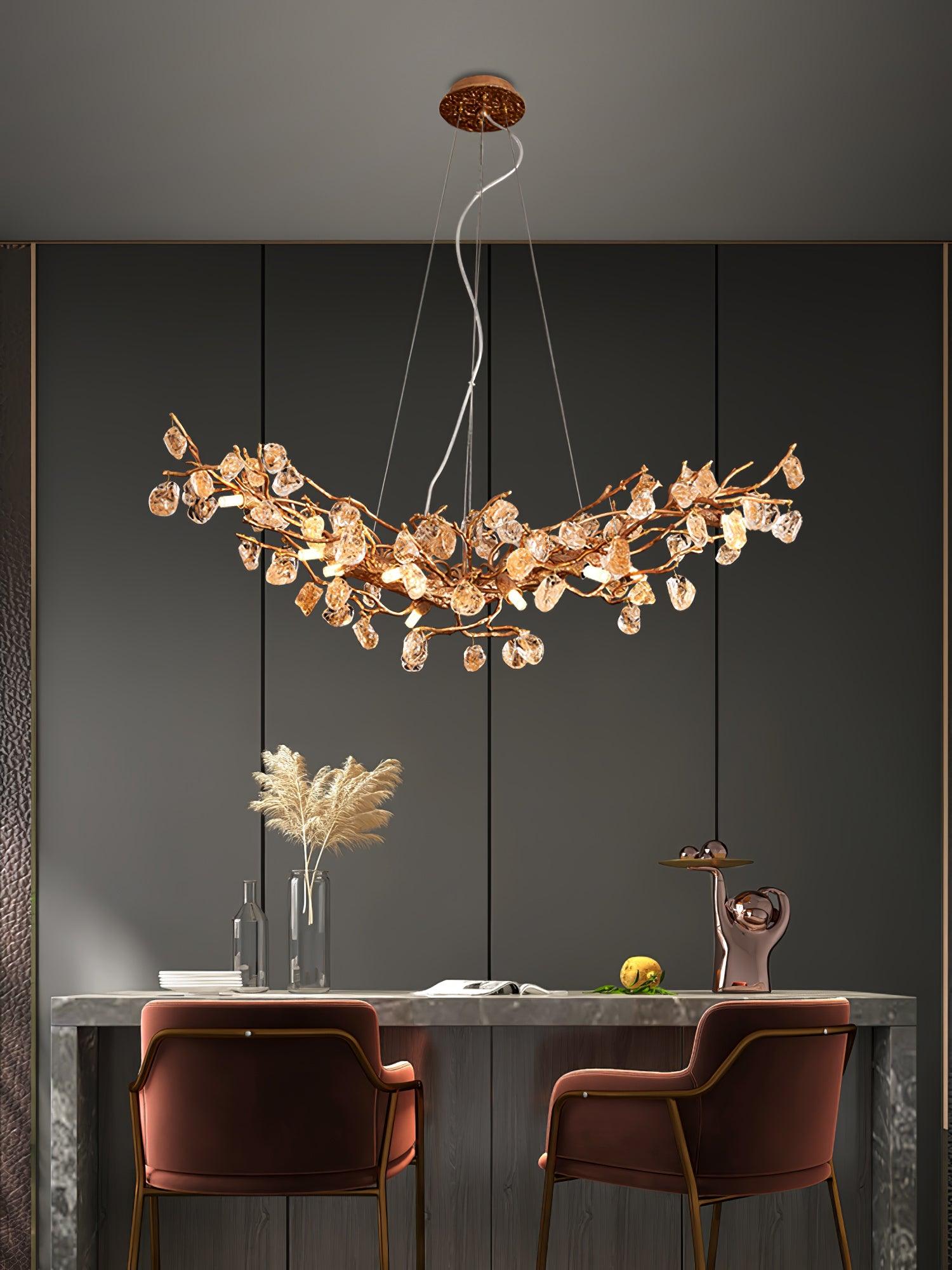 Designer Stone Crystal Brass Chandelier product image