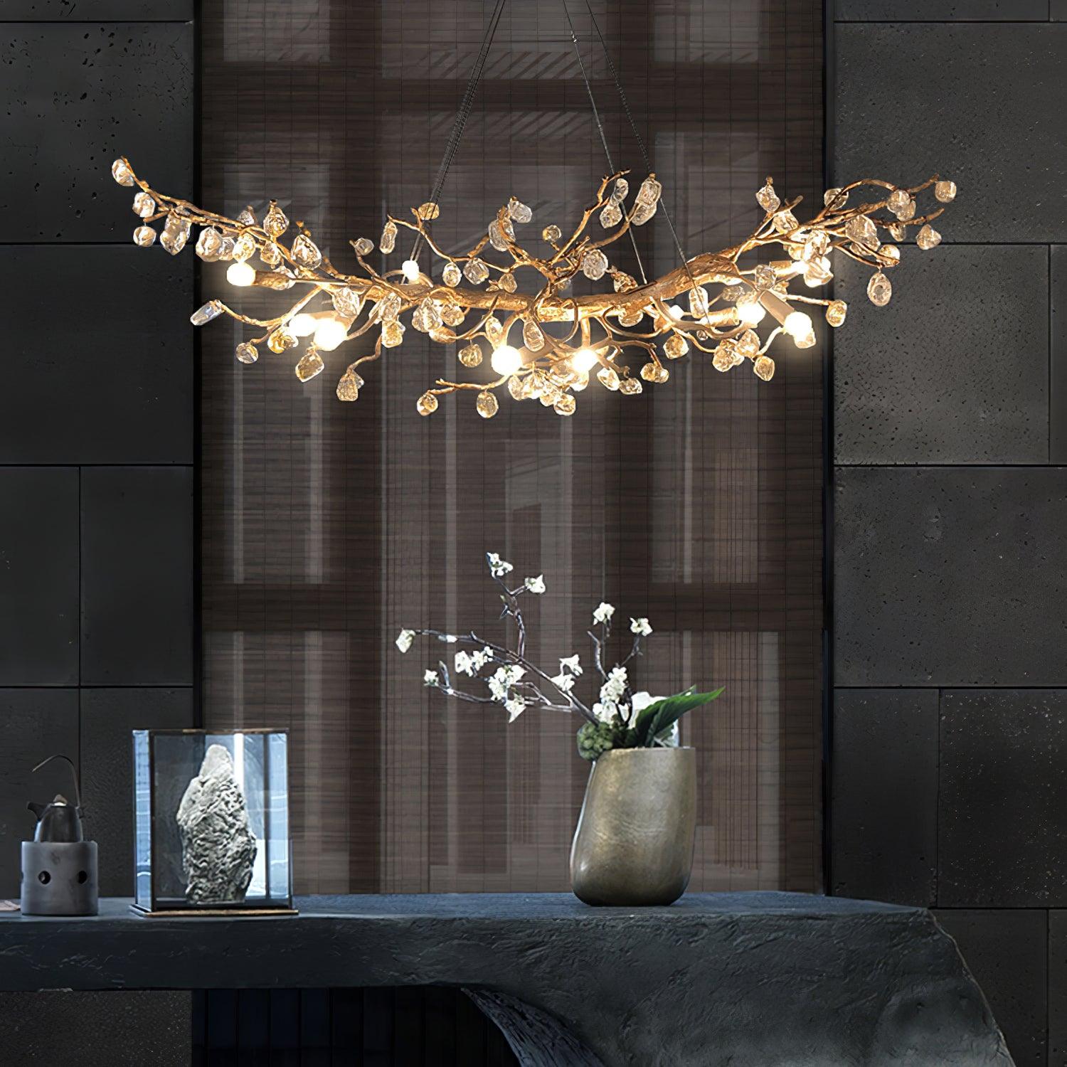 Designer Stone Crystal Brass Chandelier product image