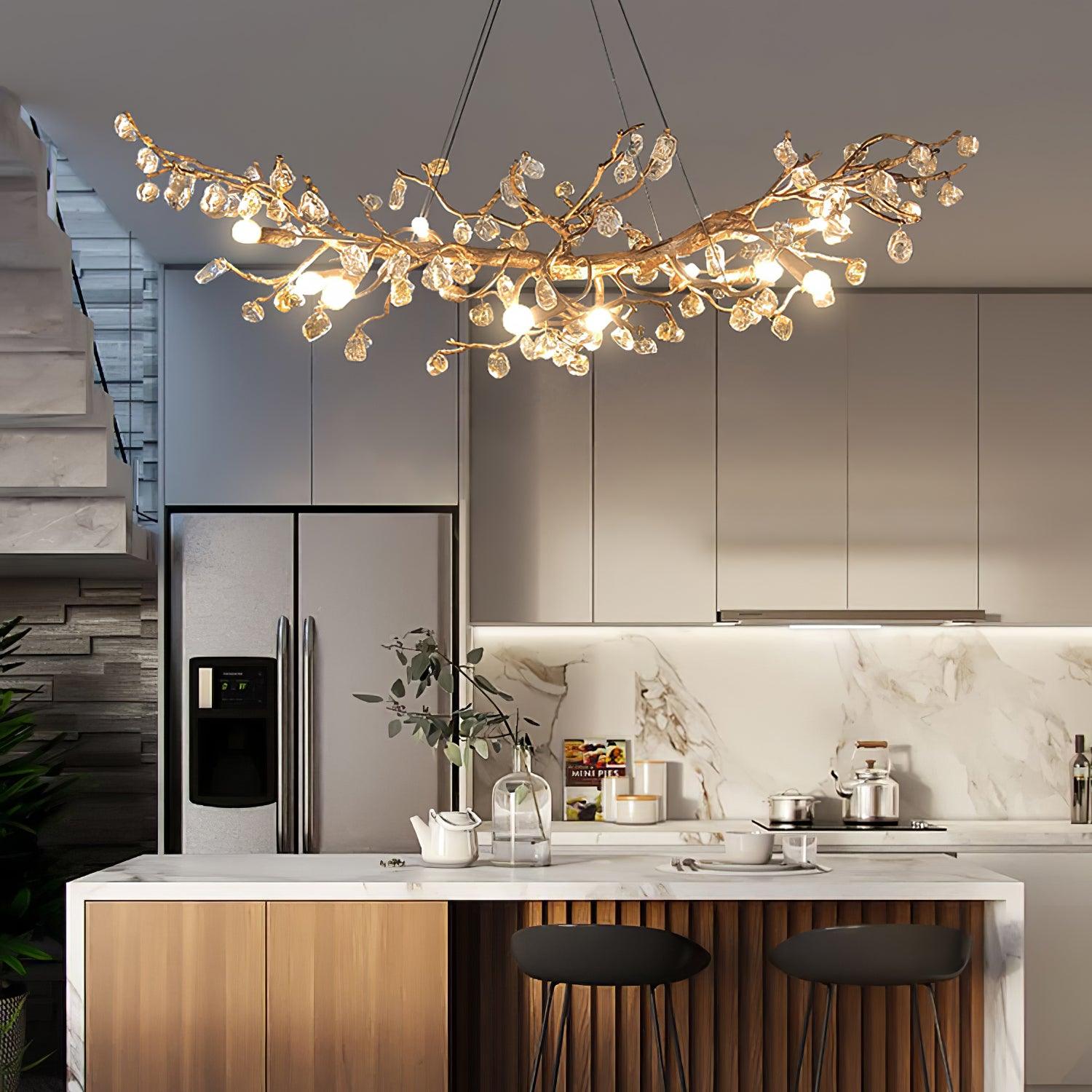 Designer Stone Crystal Brass Chandelier product image