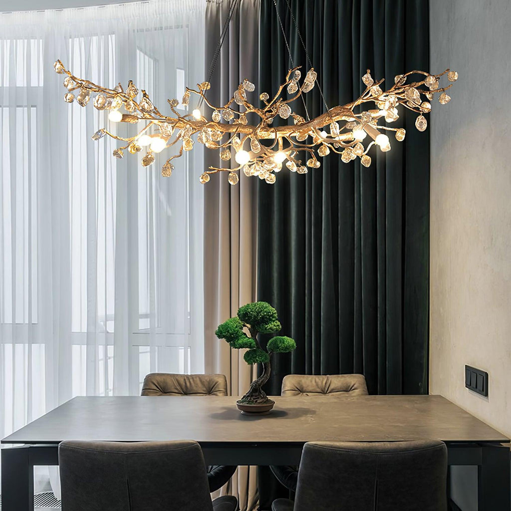 Designer Stone Crystal Brass Chandelier product image