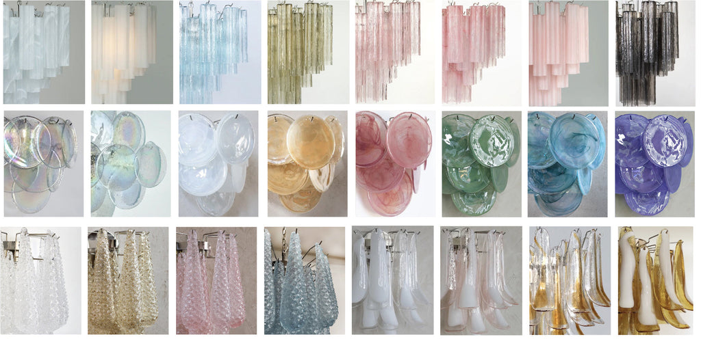 Glass Palmette Transparent Chandelier Murano lighting by Bling Lighting Studio