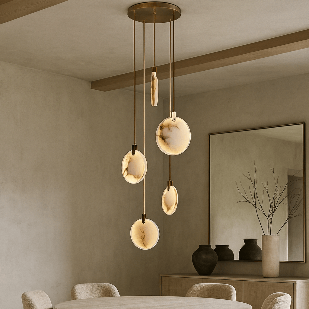 Moonshade 5-Light Alabaster Chandelier detail view