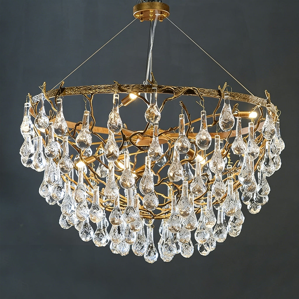 Doris Branch Brass Crystal Chandelier by Bling Lighting Studio