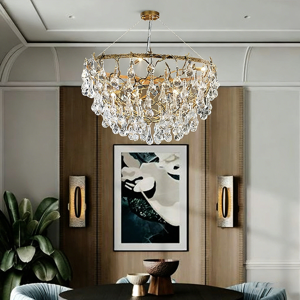 Doris Branch Brass Crystal Chandelier by Bling Lighting Studio