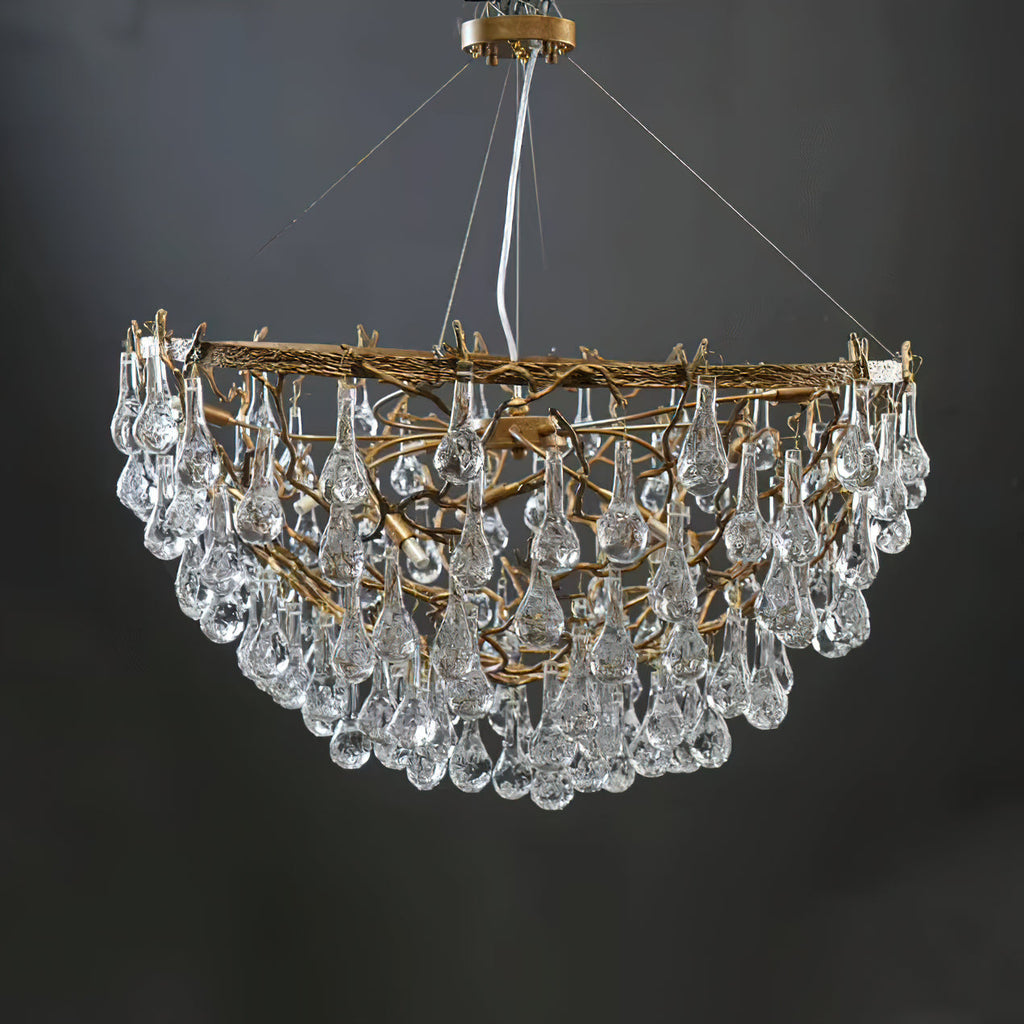 Doris Branch Brass Crystal Chandelier by Bling Lighting Studio