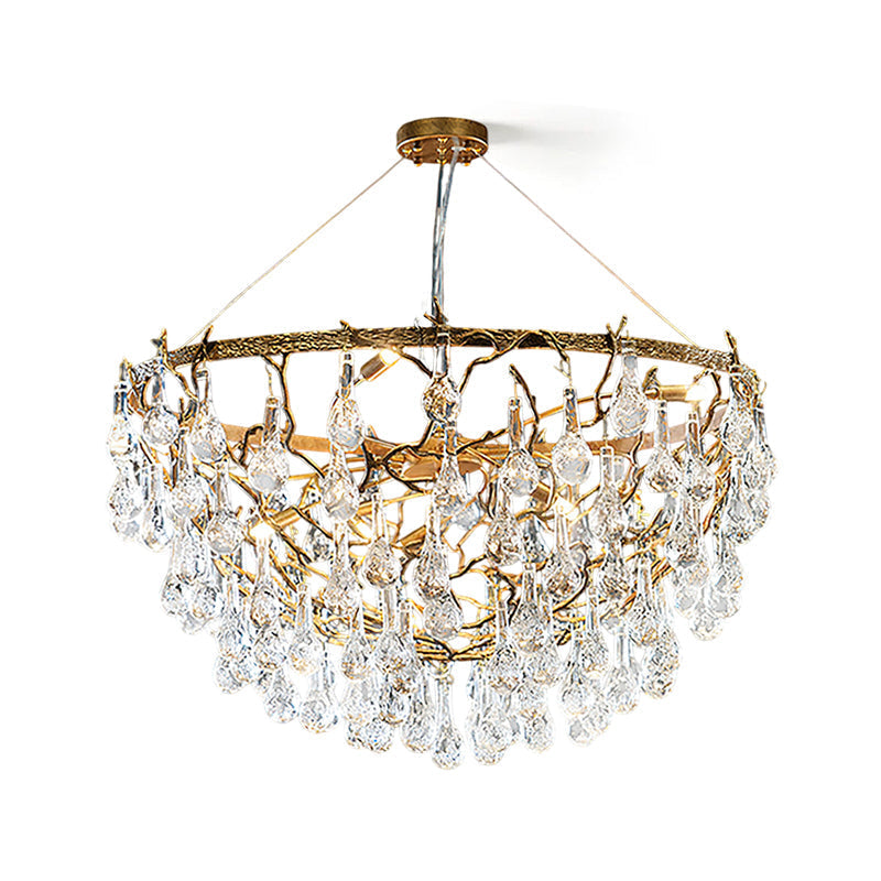 Doris Branch Brass Crystal Chandelier by Bling Lighting Studio