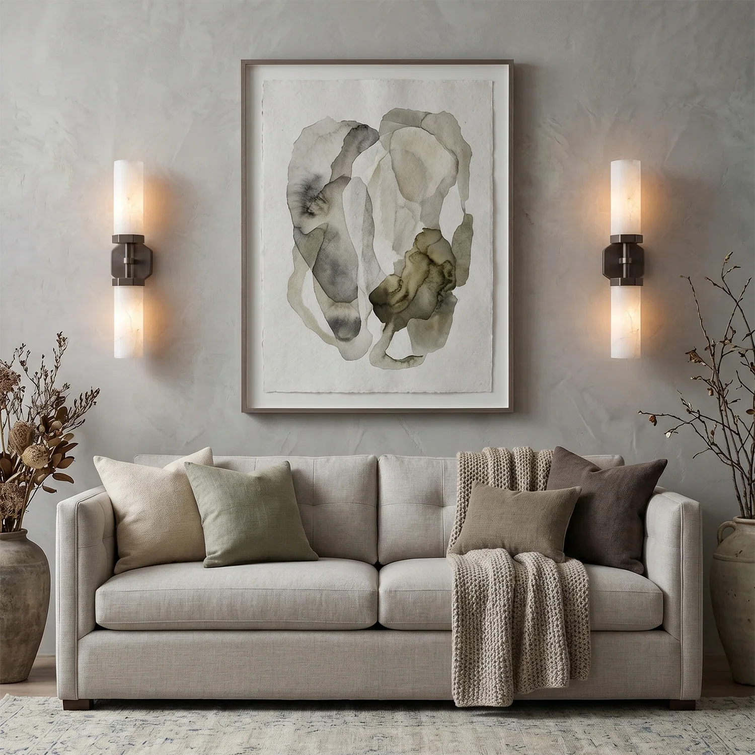 Double-Head Alabaster Wall Sconce