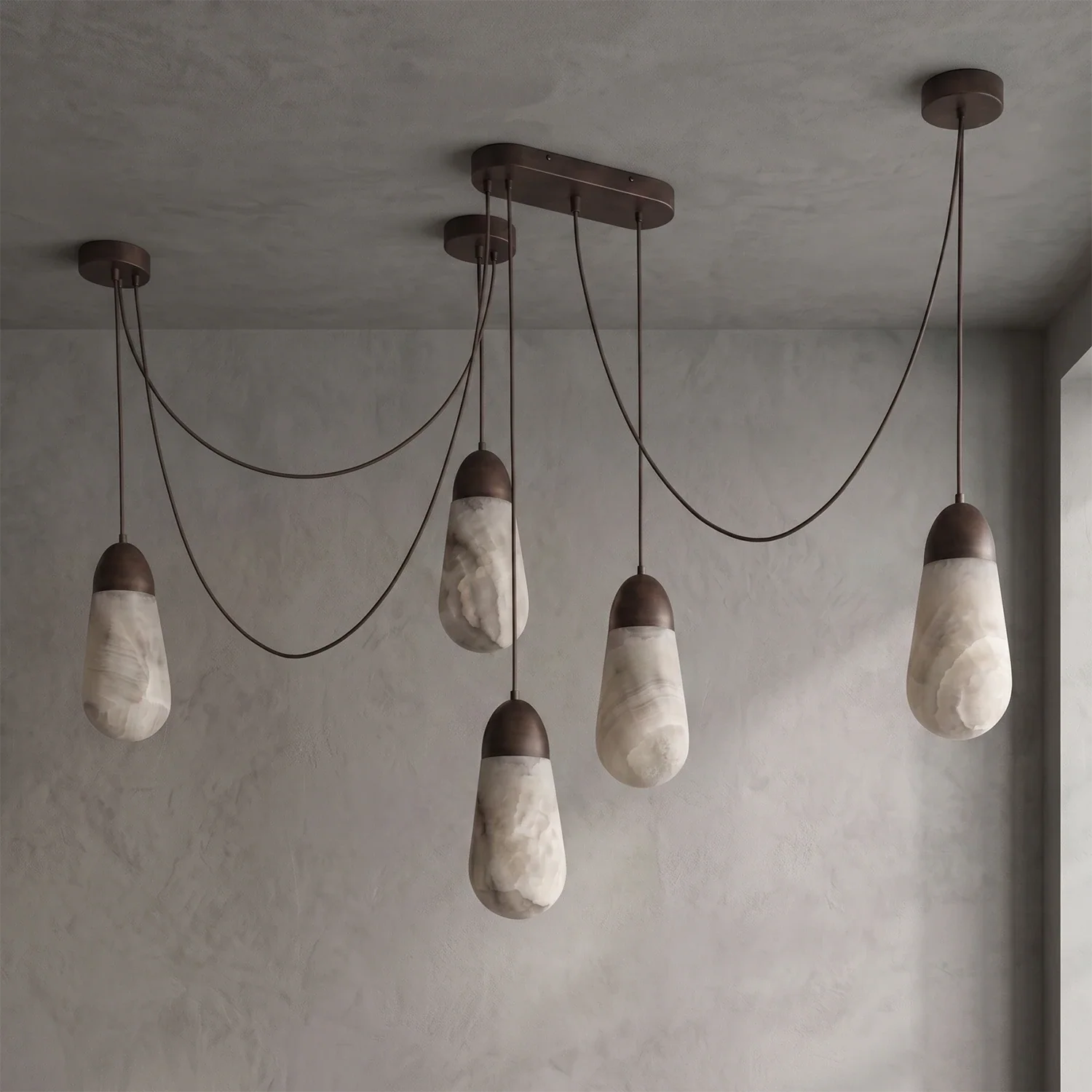 Droplet Natural Alabaster Multi-Chandelier