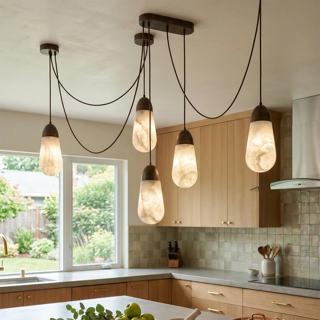 Droplet Natural Alabaster Multi-Chandelier