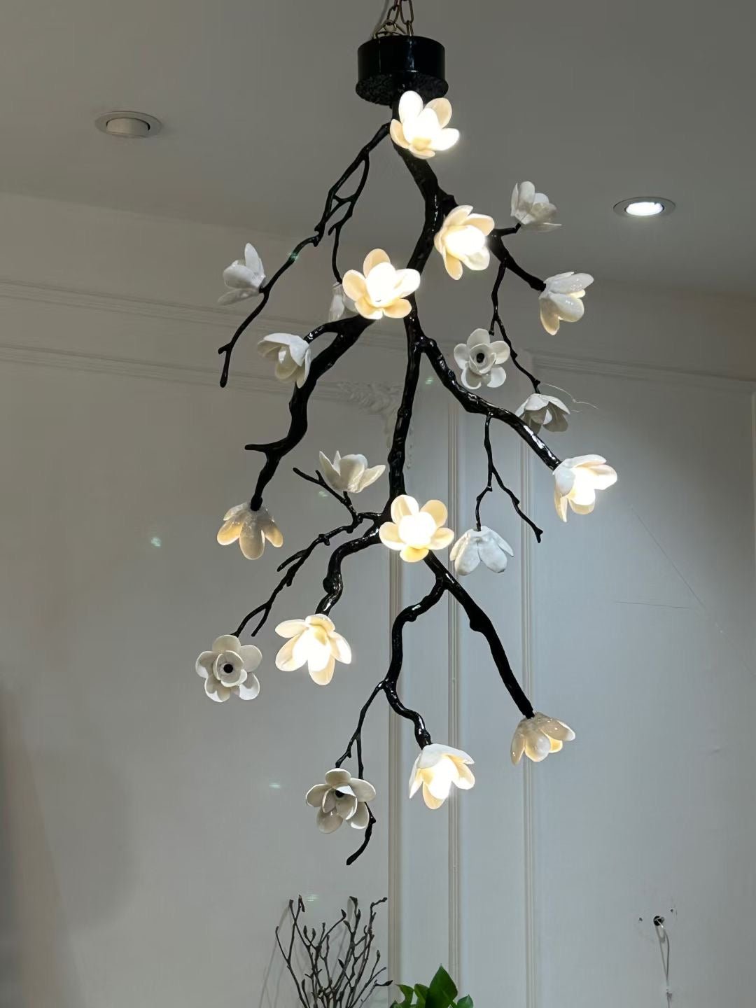 Large Long Branch Flower Chandelier by Bling Lighting Studio
