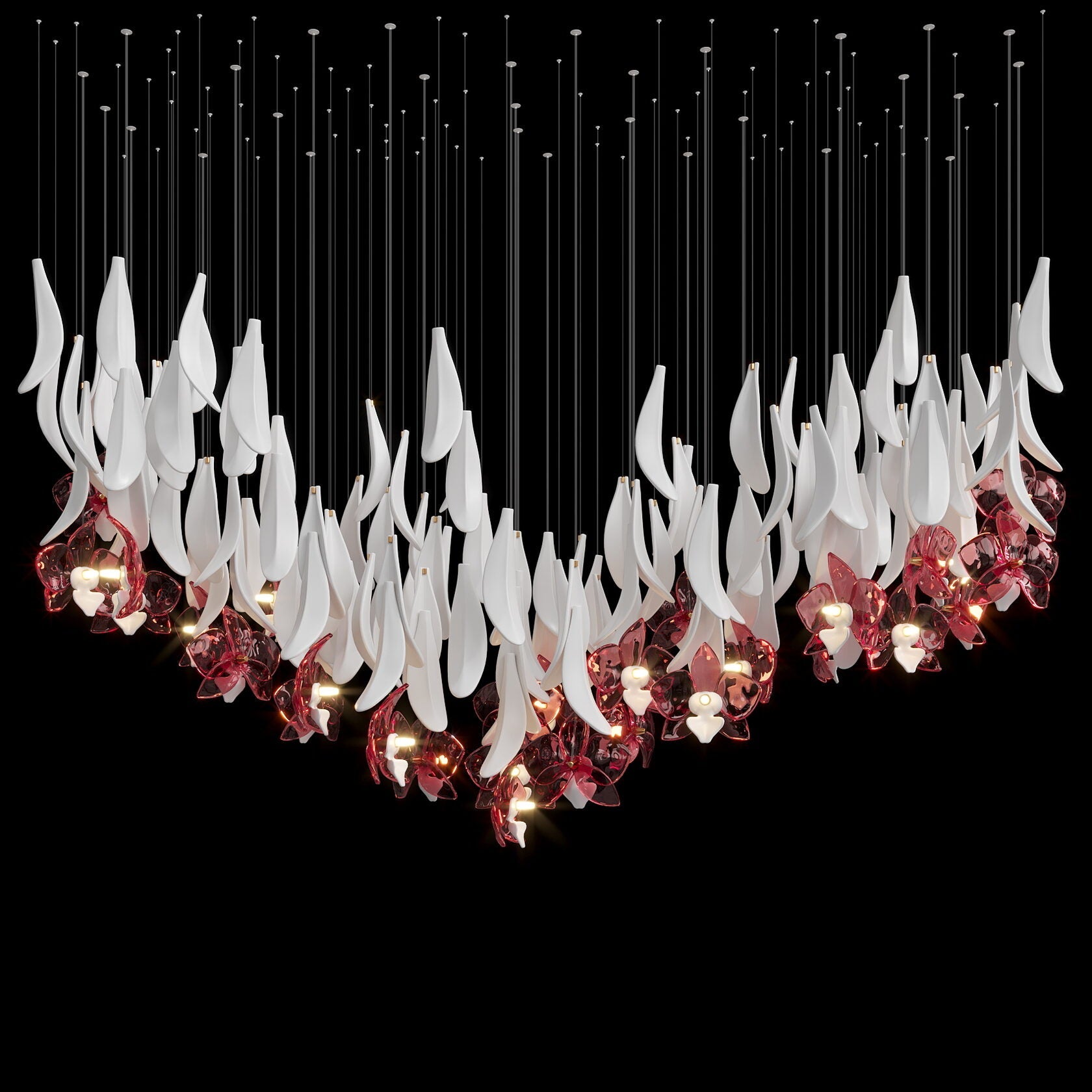 Green Orchid Cascade Chandelier