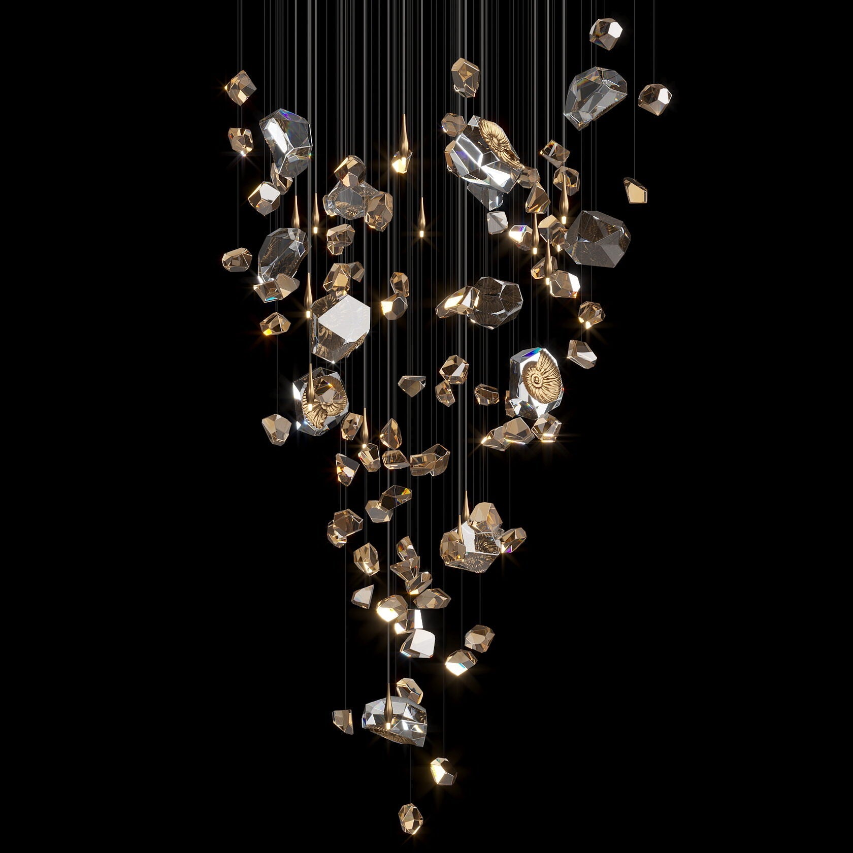 Champagne Crystal Meteor Chandelier