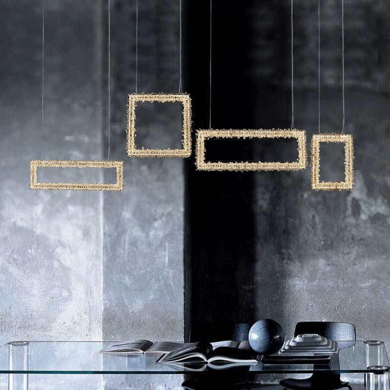 Echo Modern Rock Crystal Chandelier Over Dining Table by Bling Lighting Studio