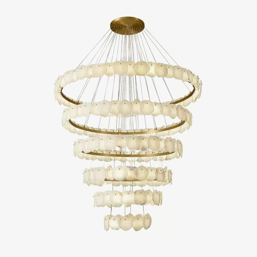 Ecliptica Spiral Alabaster Chandelier by Bling Lighting Studio