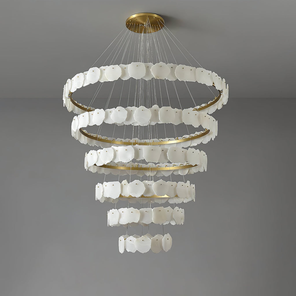 Ecliptica Spiral Alabaster Chandelier by Bling Lighting Studio