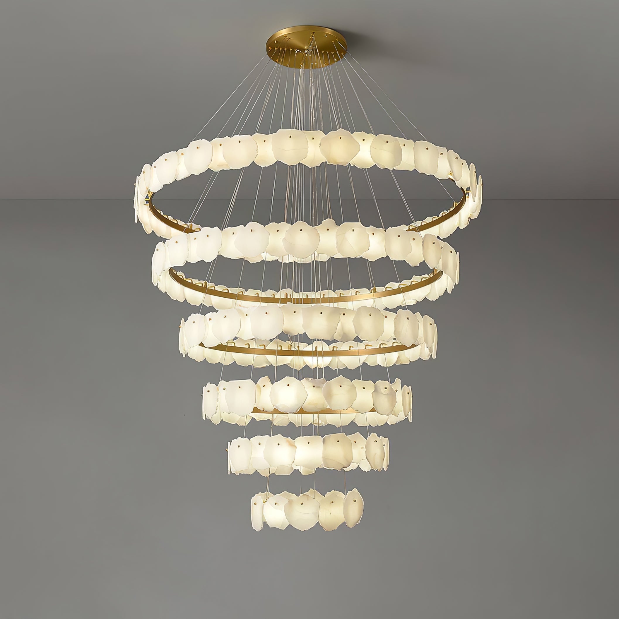Ecliptica Spiral Alabaster Chandelier by Bling Lighting Studio