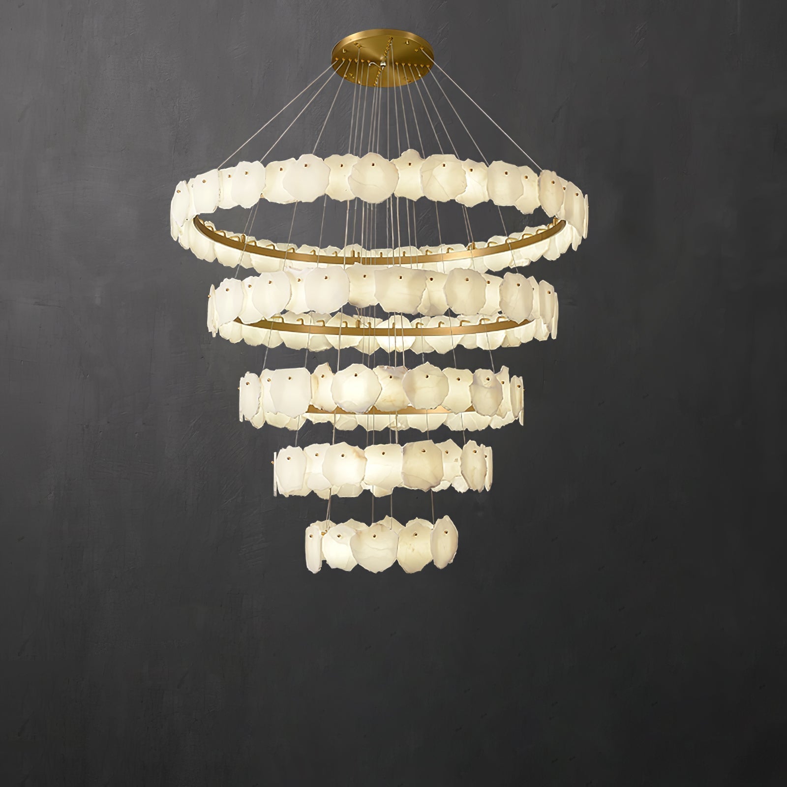 Ecliptica Spiral Alabaster Chandelier by Bling Lighting Studio