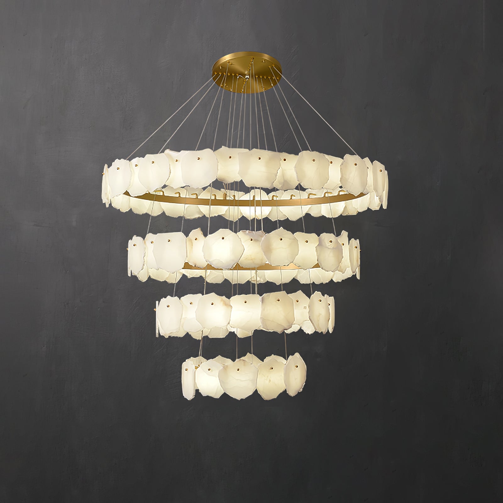 Ecliptica Spiral Alabaster Chandelier by Bling Lighting Studio