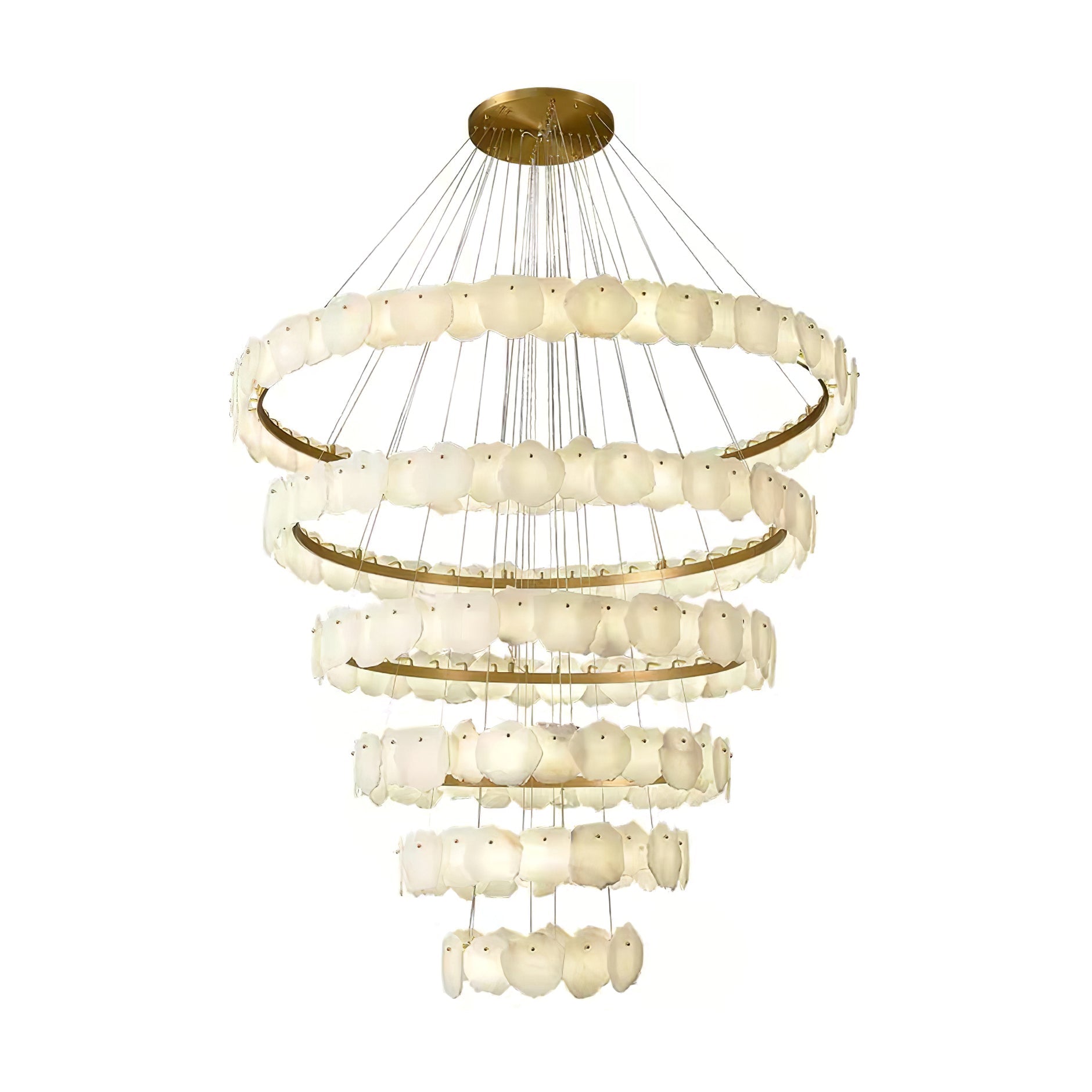 Ecliptica Spiral Alabaster Chandelier by Bling Lighting Studio