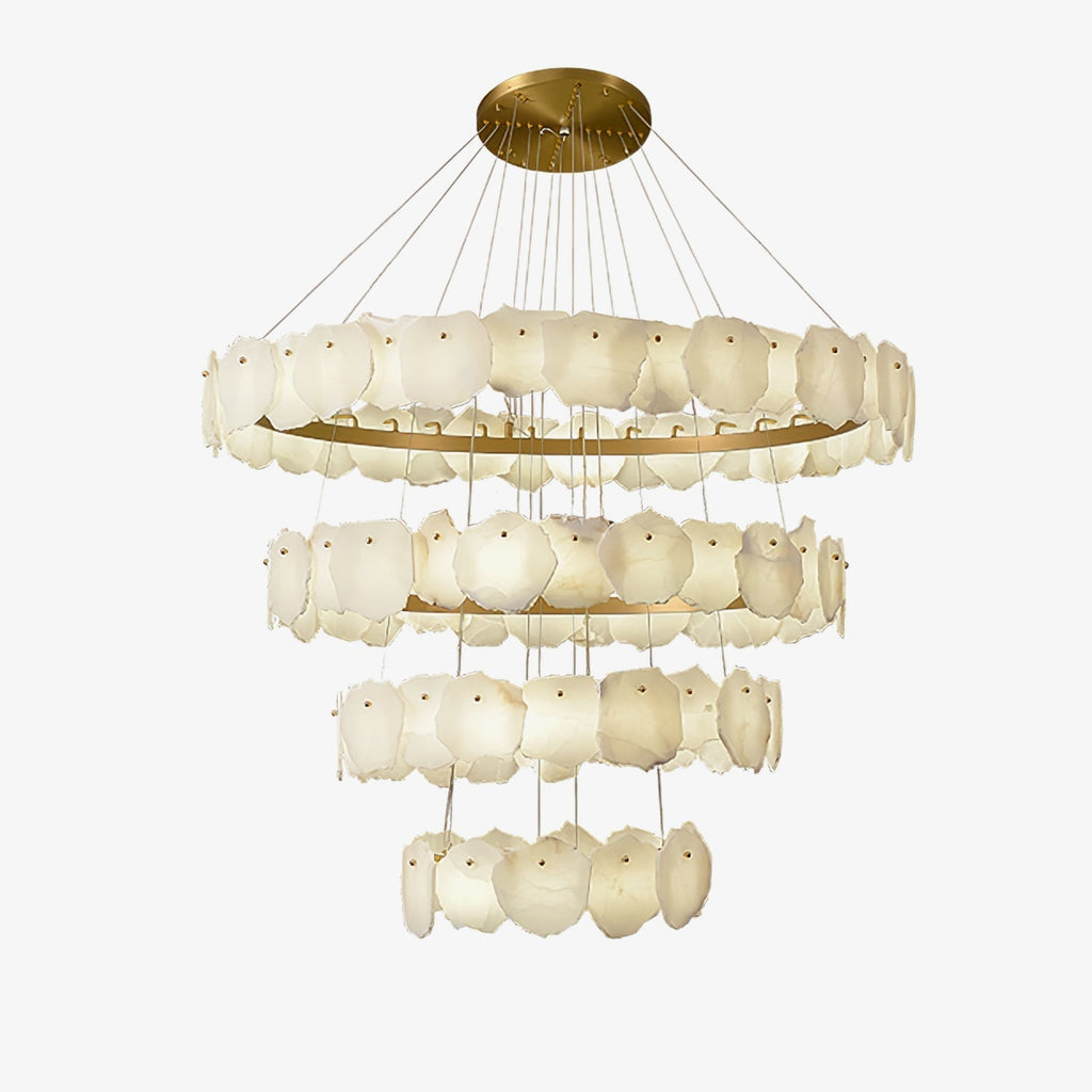 Ecliptica Spiral Alabaster Chandelier by Bling Lighting Studio