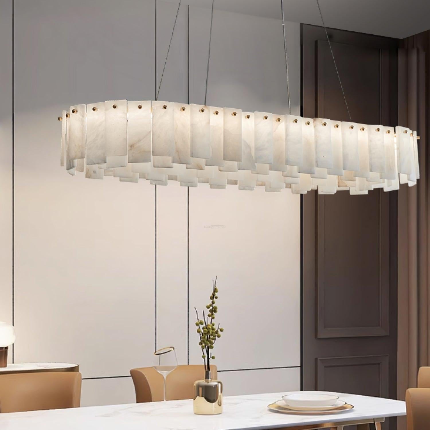 Halos Alabaster Round/Square Chandelier by Bling Lighting Studio