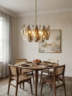 Poliedri Murano Transparent Smoked Chandelier detail view
