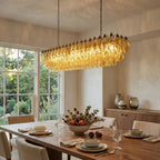 Elegant Amber Murano Poliedri Chandelier detail view