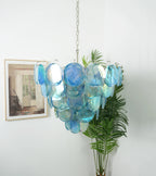 Elegant Blue Murano Disc Chandelier additional product view