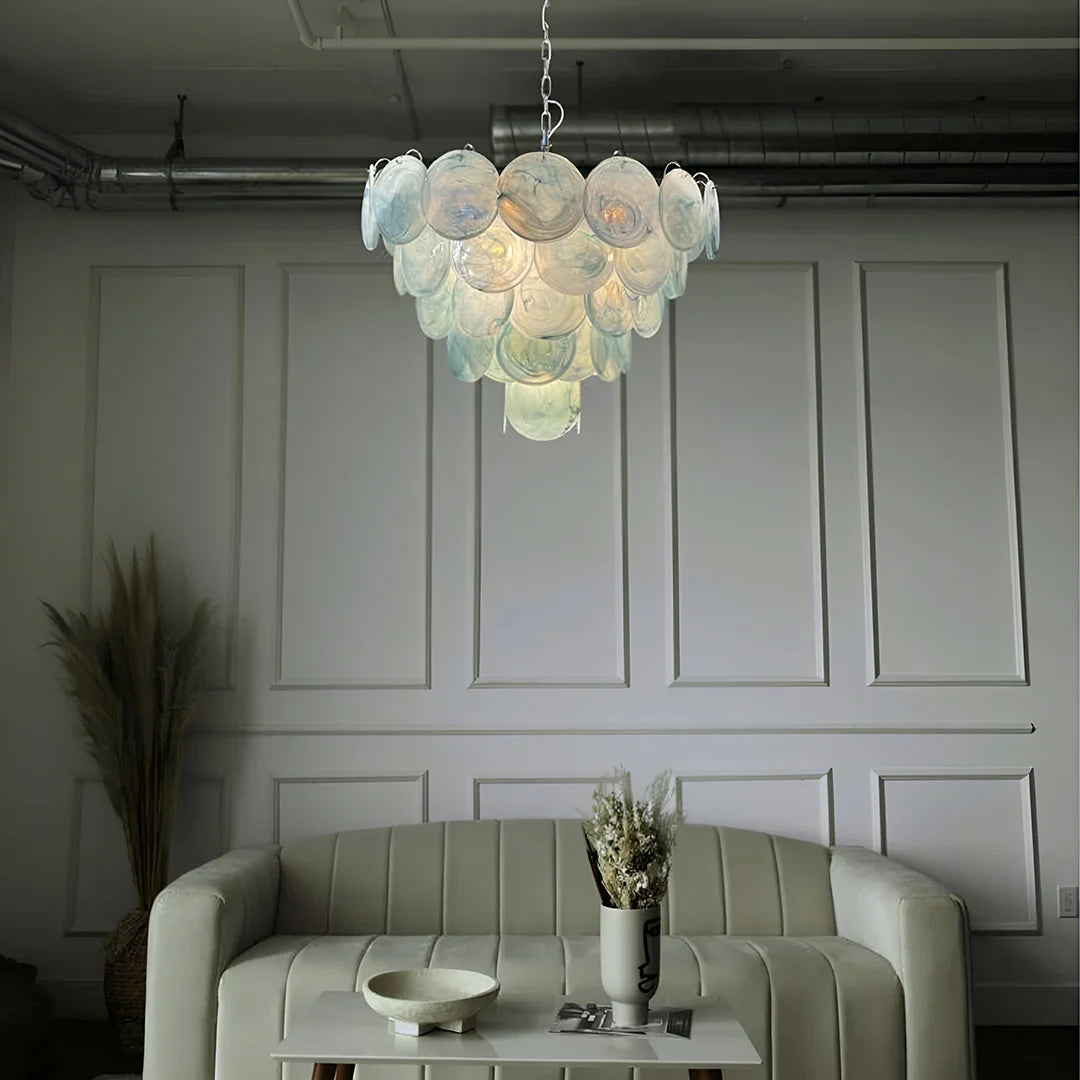 Elegant Blue Murano Disc Chandelier product image