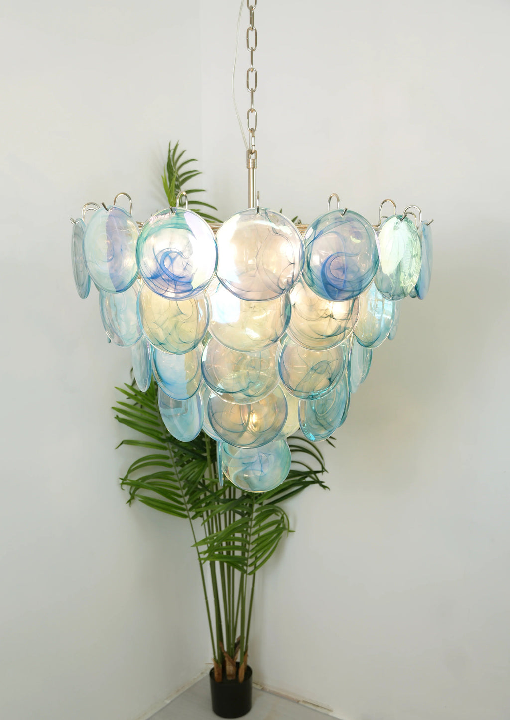 Elegant Blue Murano Disc Chandelier product image
