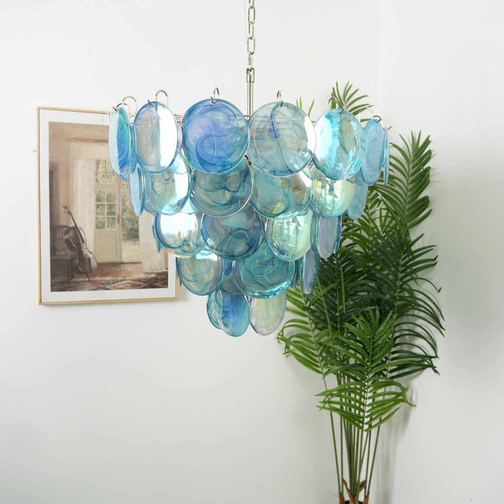 Elegant Blue Murano Disc Chandelier product image