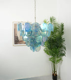 Elegant Blue Murano Disc Chandelier product image