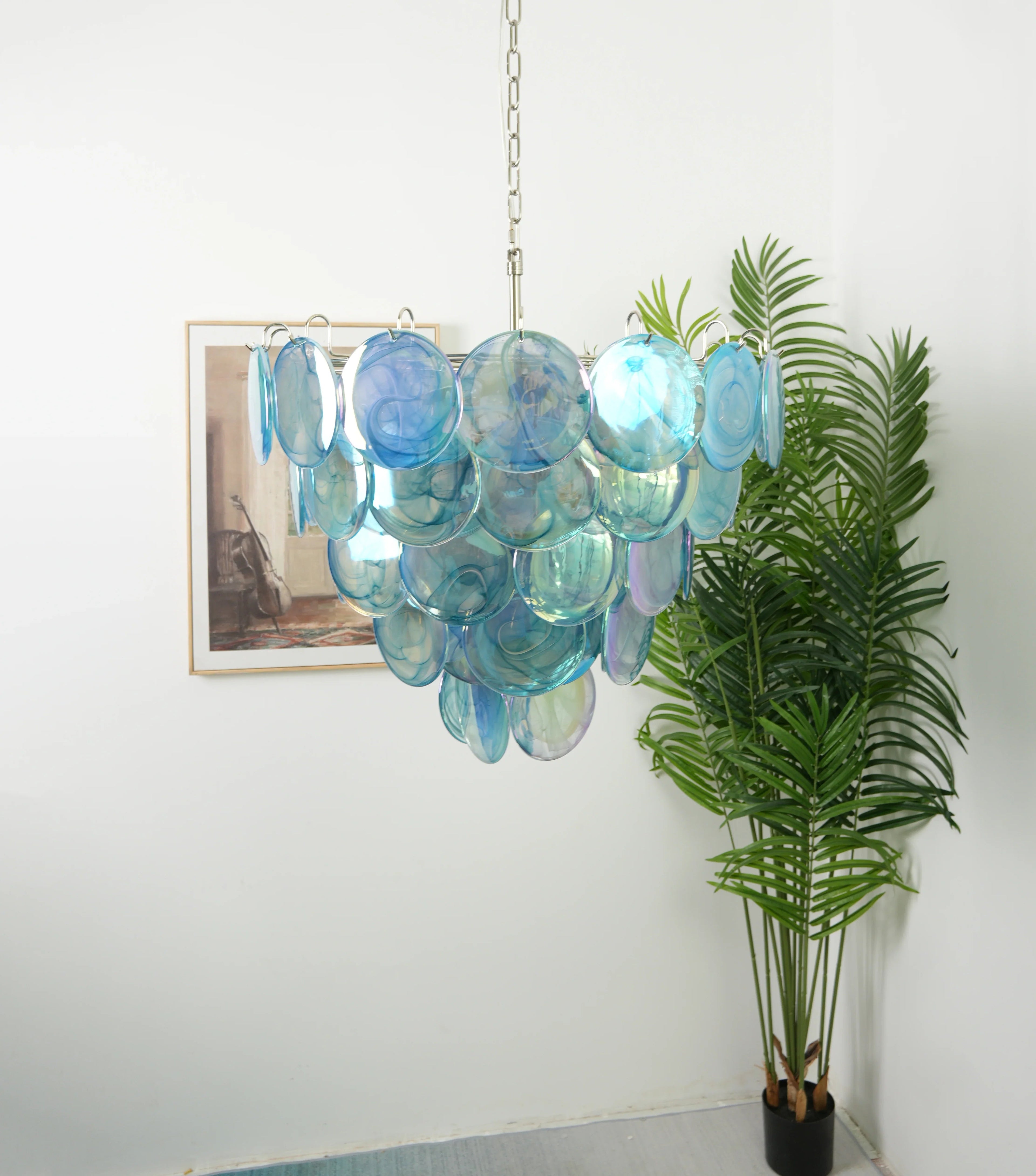 Elegant Blue Murano Disc Chandelier product image