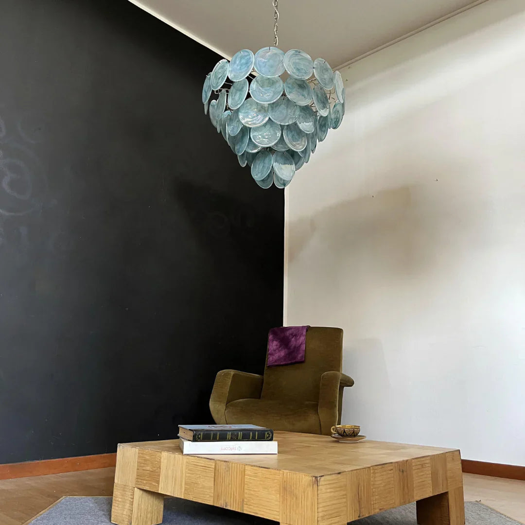 Elegant Blue Murano Disc Chandelier product image