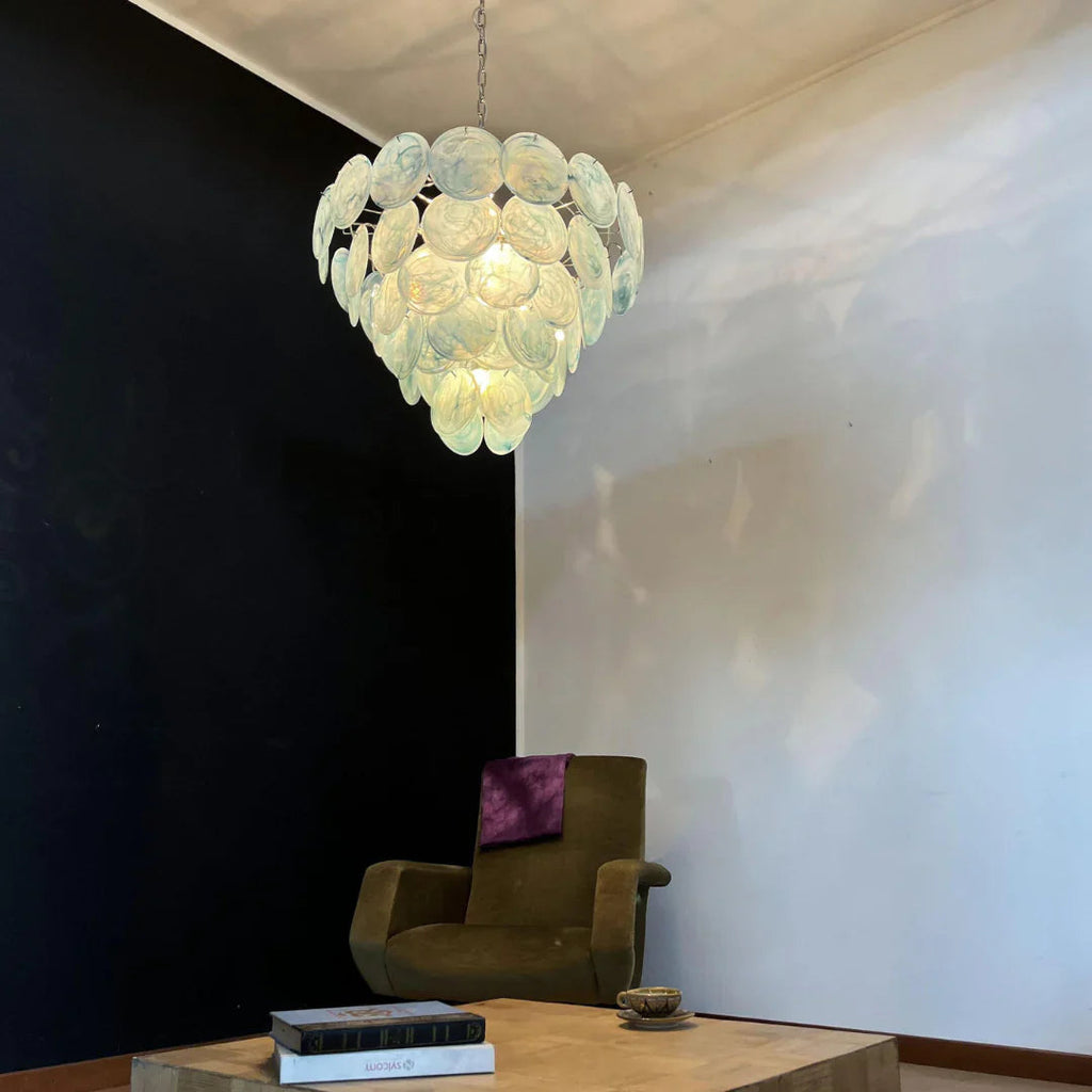 Elegant Blue Murano Disc Chandelier product image