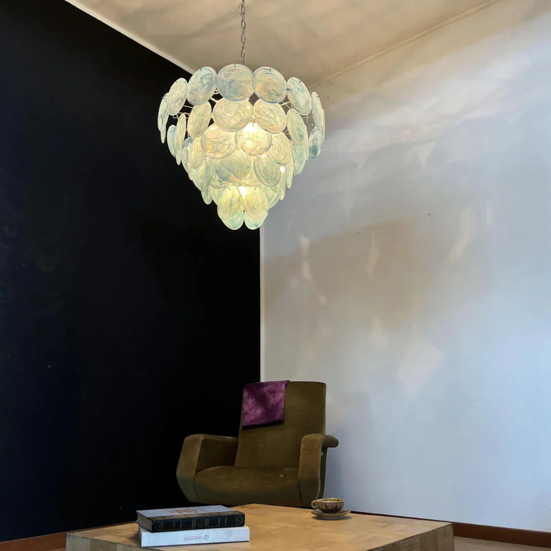 Elegant Blue Murano Disc Chandelier product image