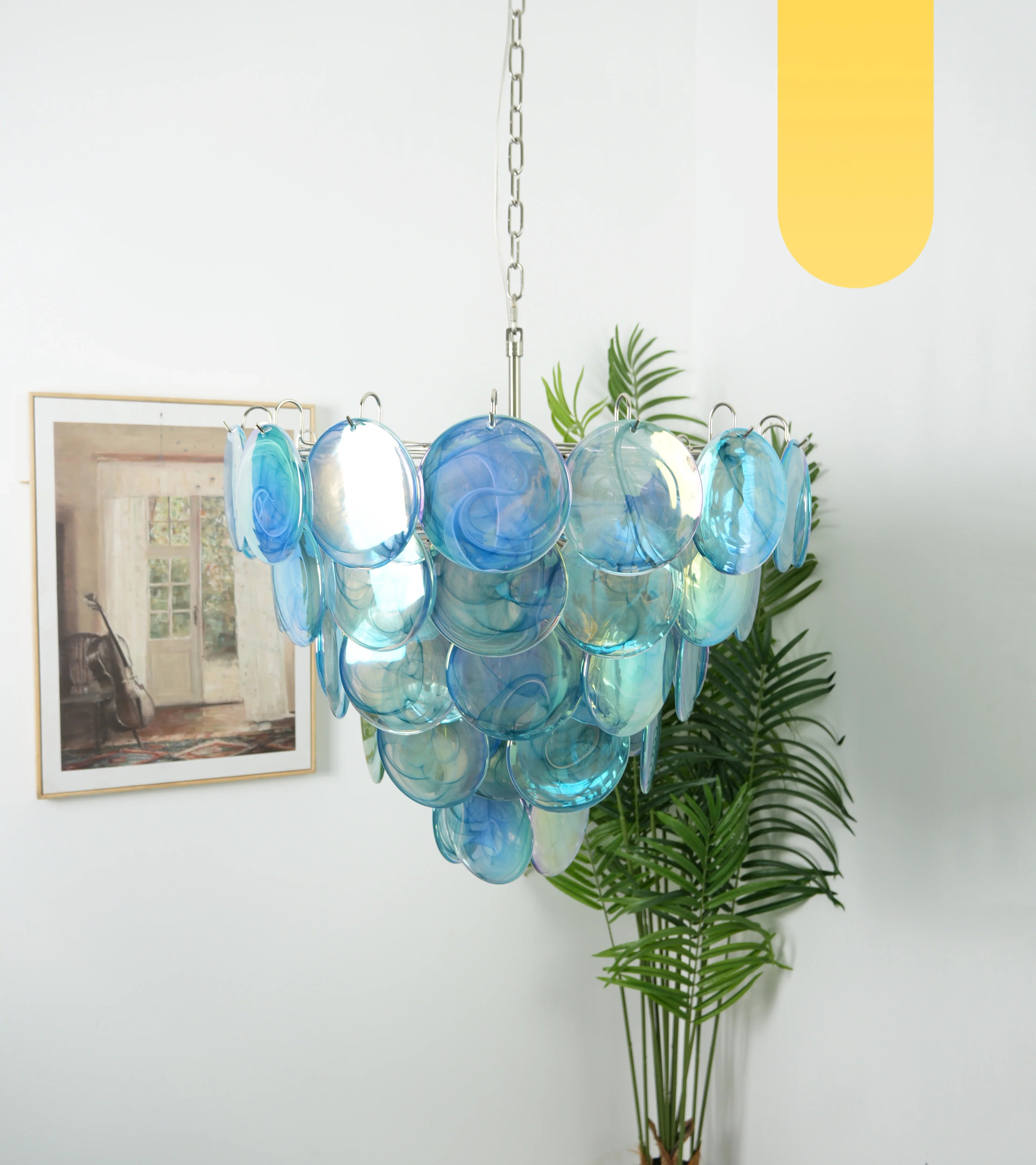 Elegant Blue Murano Disc Chandelier product image