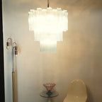 Elegant Blue Murano Glass Tube Chandelier detail view