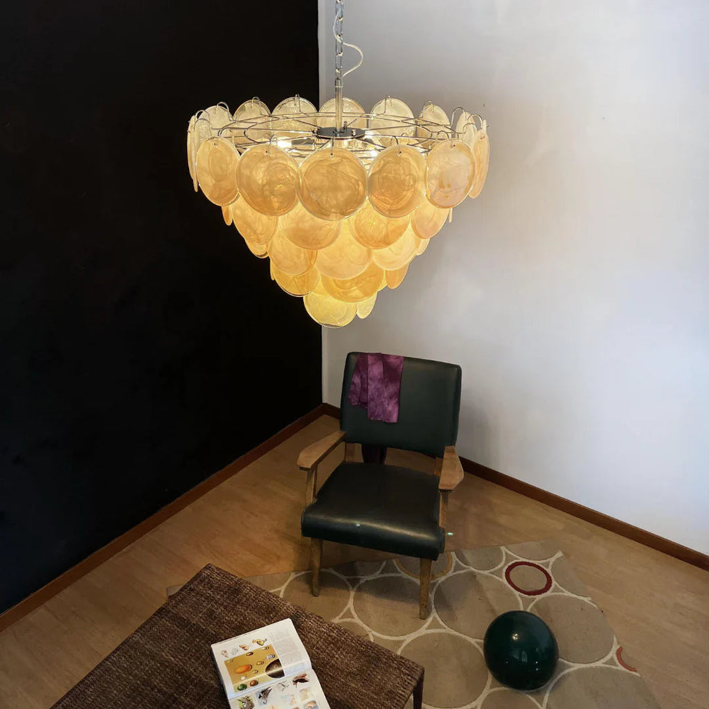 Elegant Gold Murano Disc Chandelier product image