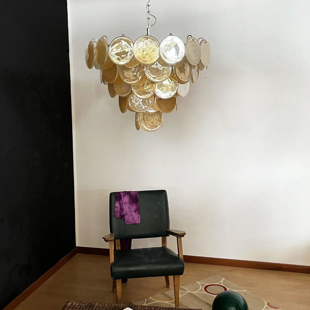 Elegant Gold Murano Disc Chandelier product image