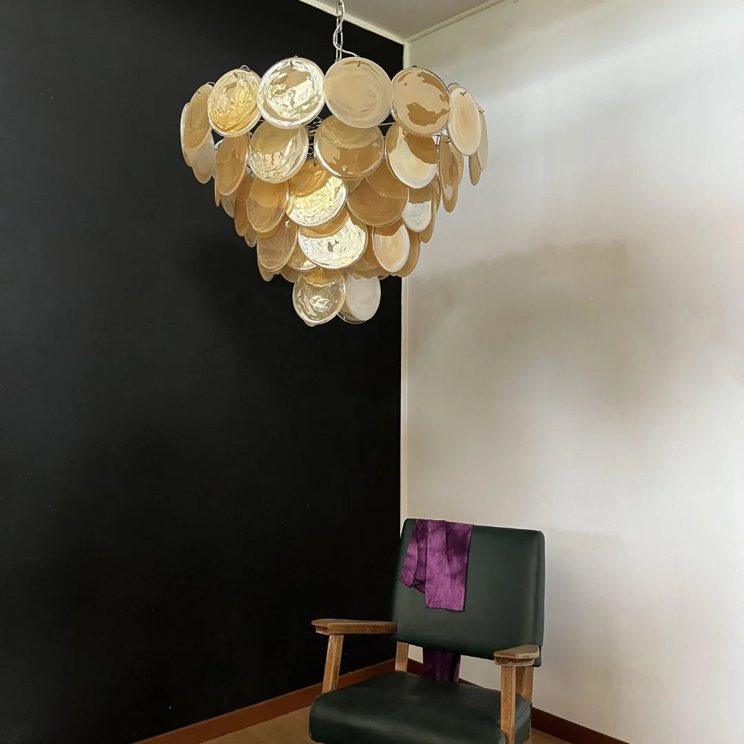 Elegant Gold Murano Disc Chandelier product image