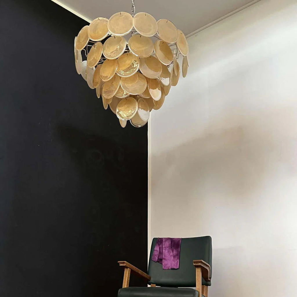 Elegant Gold Murano Disc Chandelier product image