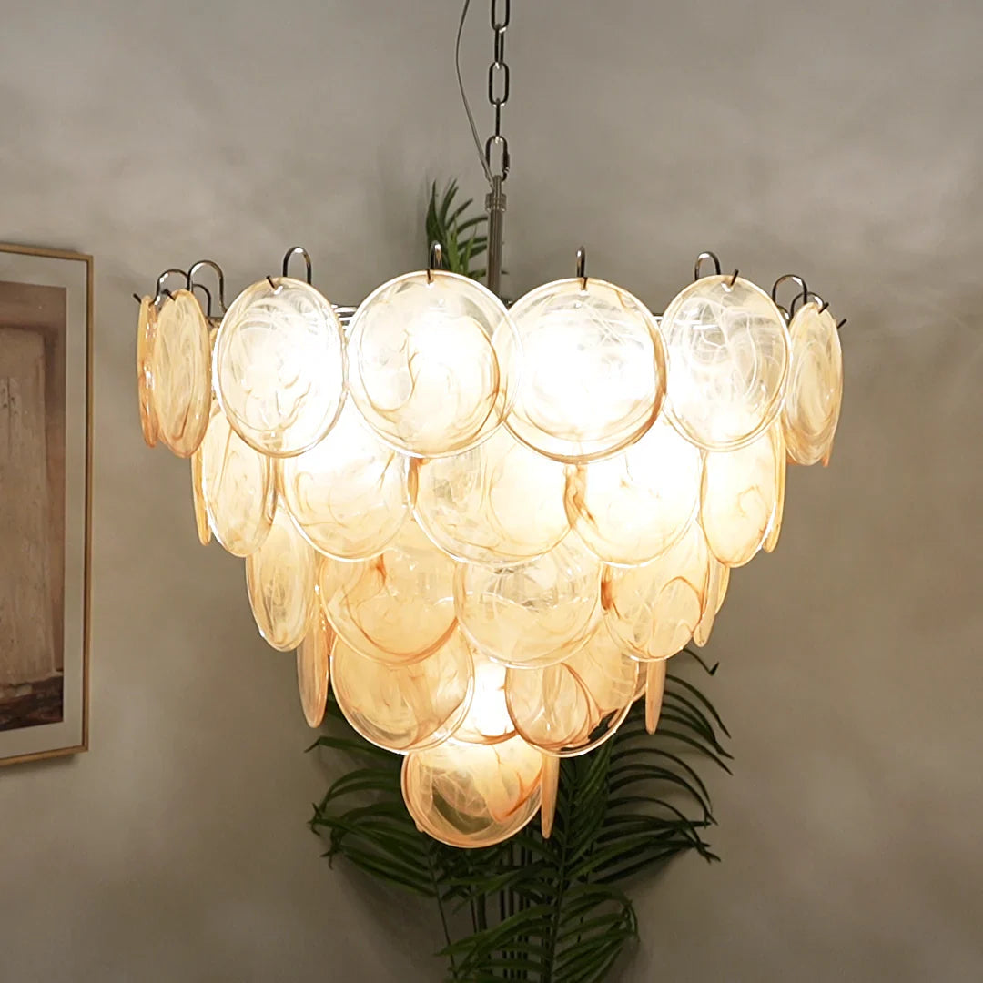 Elegant Gold Murano Disc Chandelier product image