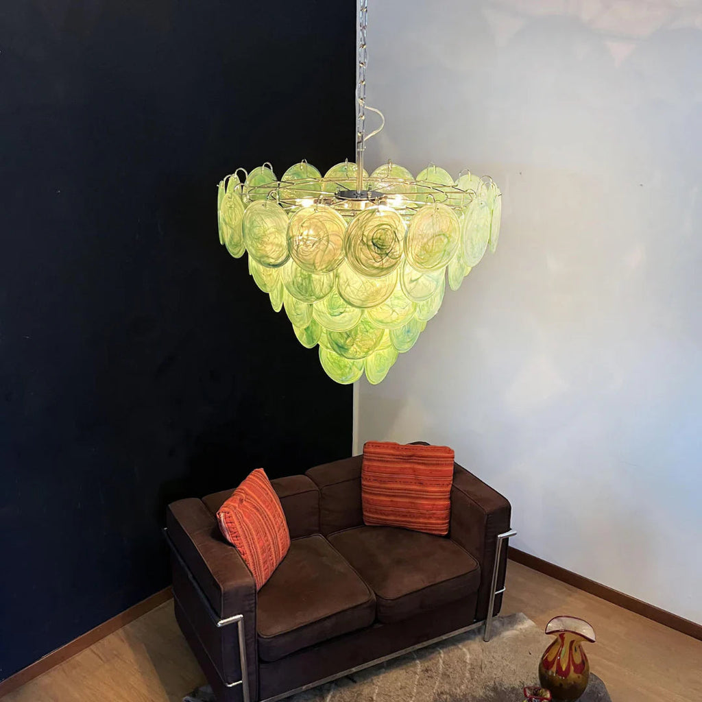 Elegant Green Murano Disc Chandelier product image