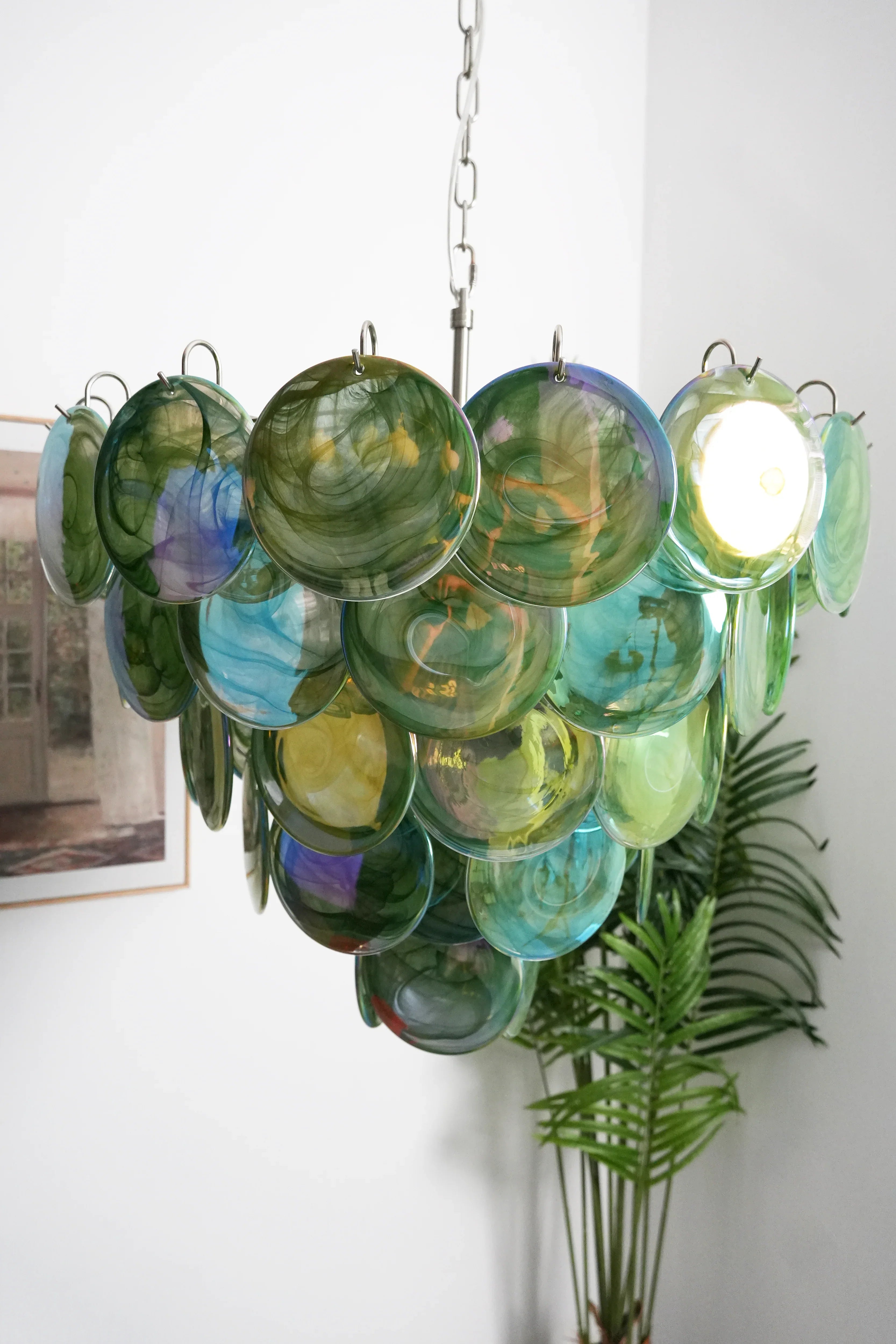 Elegant Green Murano Disc Chandelier product image