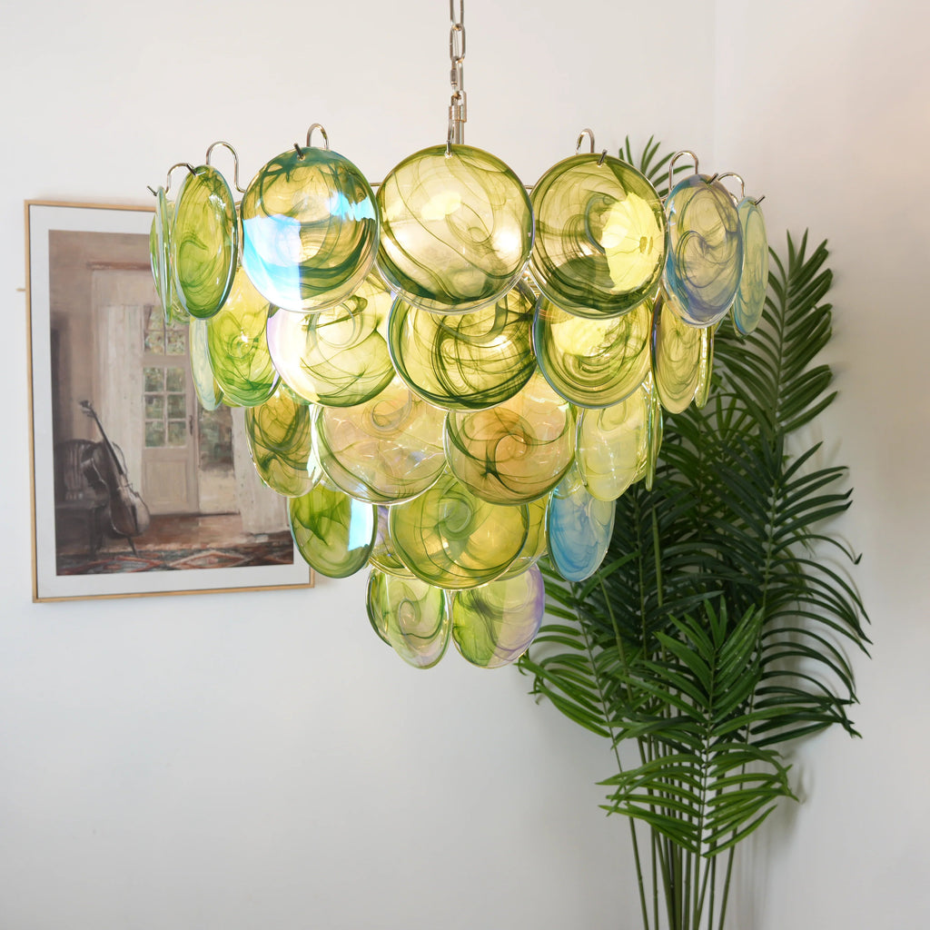 Elegant Green Murano Disc Chandelier product image