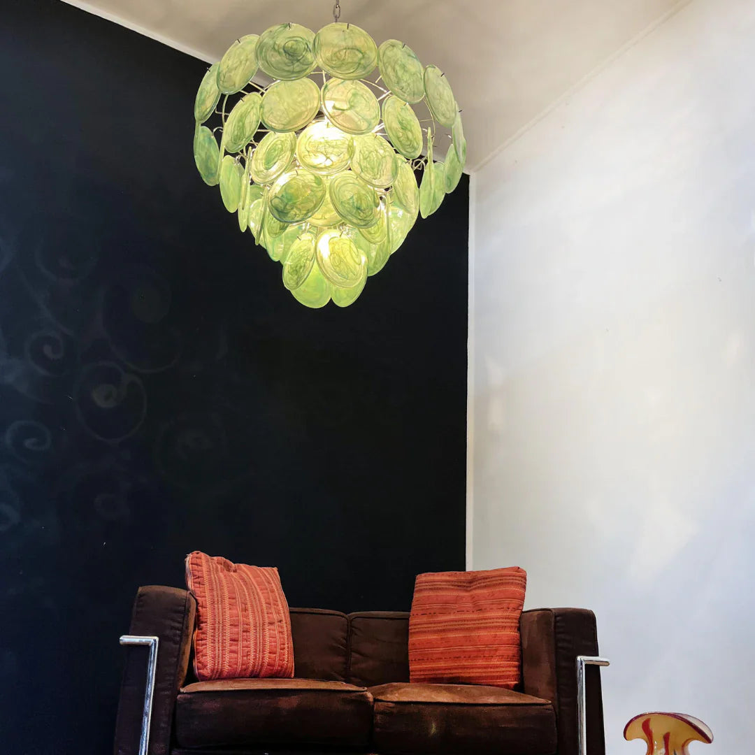 Elegant Green Murano Disc Chandelier product image