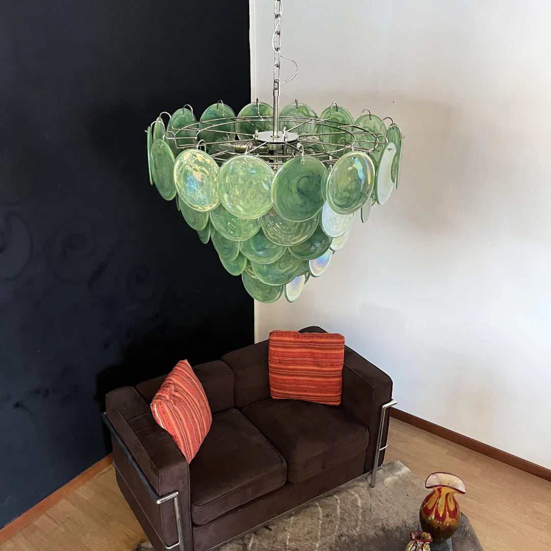 Elegant Green Murano Disc Chandelier product image