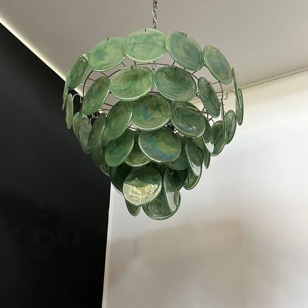 Elegant Green Murano Disc Chandelier product image