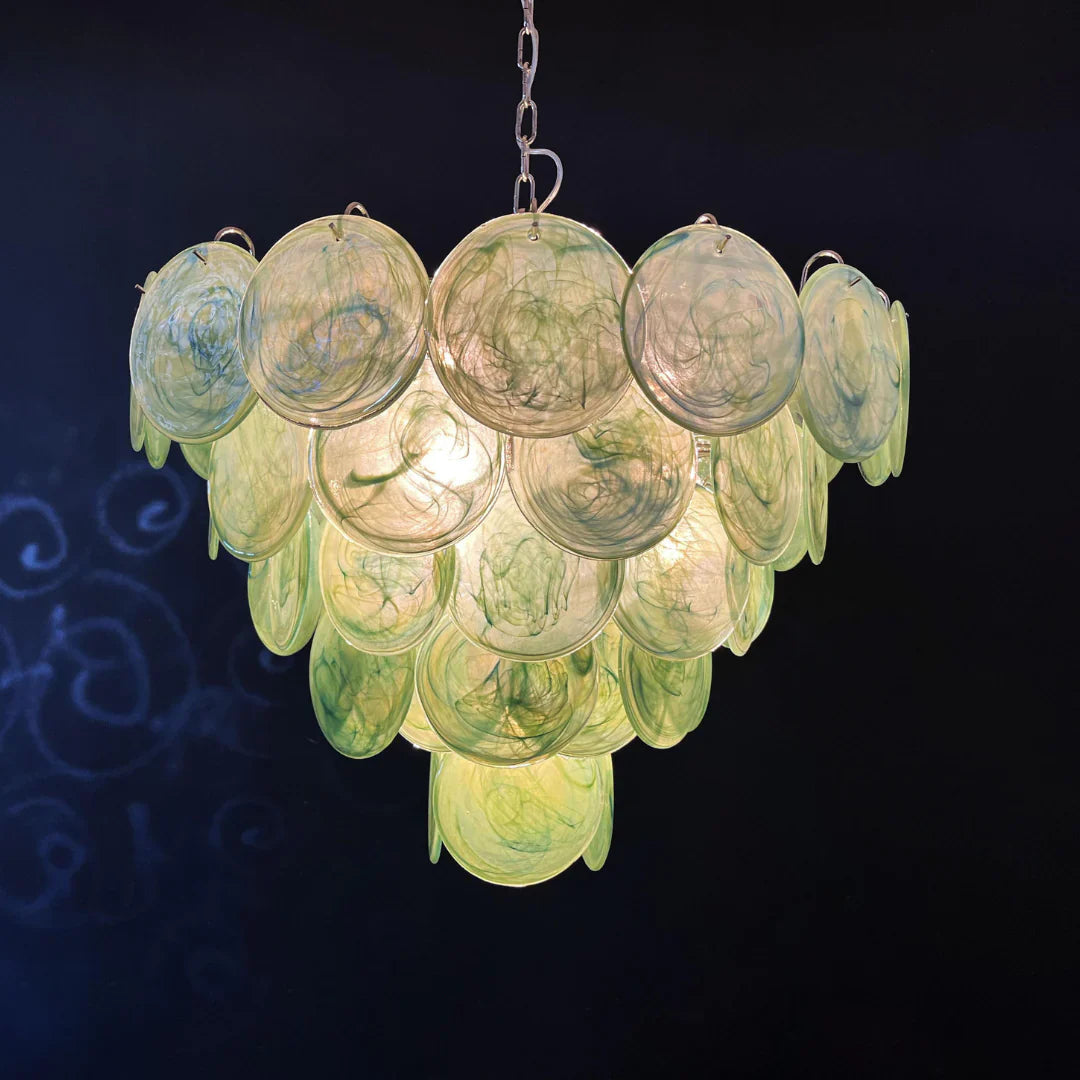 Elegant Green Murano Disc Chandelier product image
